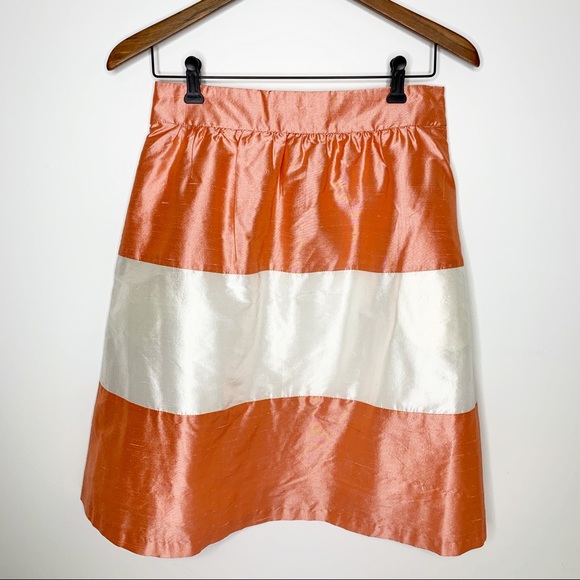 LulaKate Dresses & Skirts - LULAKATE Orange Creamsicle Striped Silk Skirt Sz 4